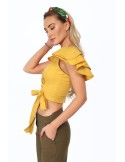 Mustard blouse with ruffles on the shoulders 97300 - Online store - Boutique